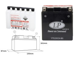 LANDPORT AKUMULATOR YTX20CH-BS (MA LTX20CH-BS) (YTX20A-BS) 12V 18AH 150X87X161 BEZOBSŁUGOWY - ELEKTROLIT OSOBNO (4) UE2019/1148