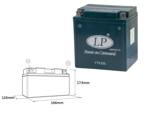 LANDPORT AKUMULATOR YTX30L (MS LTX30L) 12V 30AH 166X125X175 BEZOBSŁUGOWY - ZALANY (2)