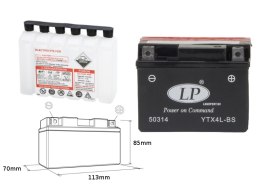 LANDPORT AKUMULATOR YTX4L-BS (MA LTX4L-BS) 12V 3AH 114X71X86 (YT4LBS) BEZOBSŁUGOWY - ELEKTROLIT OSOBNO (8) UE2019/1148