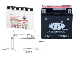 LANDPORT AKUMULATOR YTX5L-BS (MA LTX5L-BS) 12V 4AH 114X71X106 BEZOBSŁUGOWY - ELEKTROLIT OSOBNO (8) UE2019/1148