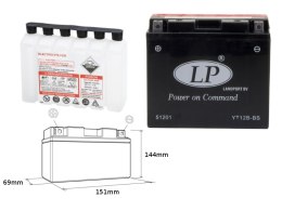 LANDPORT AKUMULATOR YT12B-BS (MA LT12B-BS) 12V 11AH 151X70X130 BEZOBSŁUGOWY - ELEKTROLIT OSOBNO (4) UE2019/1148