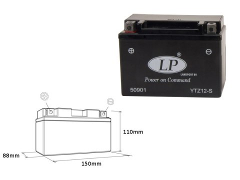 LANDPORT AKUMULATOR YTZ12-S (MS LTZ12-S) 12V 11AH 150X86X110 (GTZ12S) BEZOBSŁUGOWY - ZALANY (4)