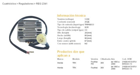 DZE REGULATOR NAPIĘCIA HONDA TRX300 FW FOURTRAX 93-00 (31600-HC5-970) (SH532C-13,ESR128)