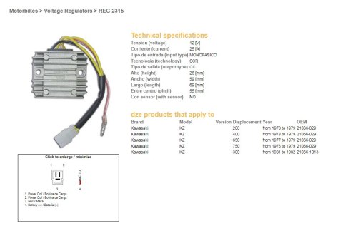 DZE REGULATOR NAPIĘCIA KAWASAKI KVF (21066-1013/029) (ESR600)