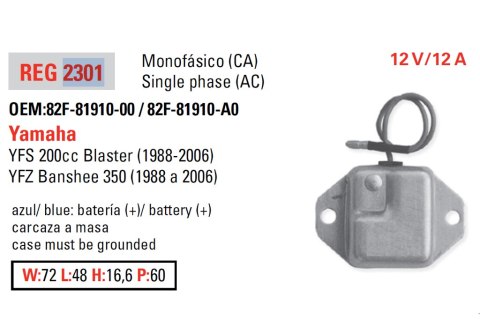 DZE REGULATOR NAPIĘCIA YAMAHA YFS200 BLASTER 88-06, YFZ350 BANSHEE 88-06