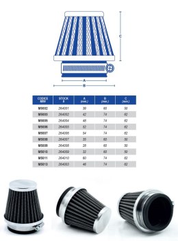 MIW (MEIWA) FILTR POWIETRZA STOŻKOWY CHROMOWANY ( 52X74X62MM ) (10)