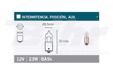 V PARTS (VICMA) ŻARÓWKA 23W 12 V BIAŁA (BA9S) (L782)