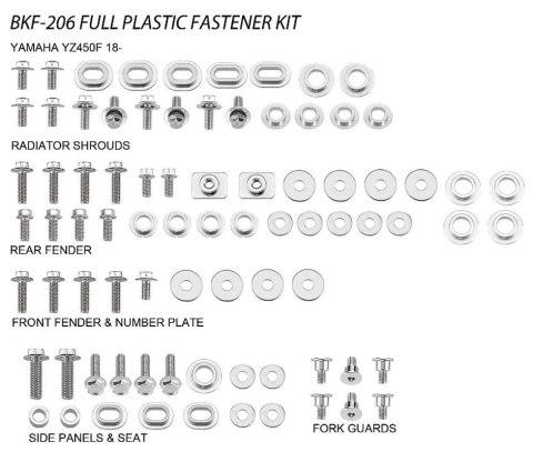 ACCEL KOMPLET ŚRUB DO PLASTIKÓW YAMAHA YZF 450 '18-20 (BKF-206)