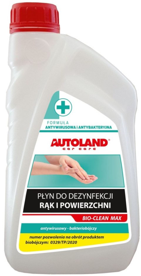 AUTOLAND PROMOCJA BIO-CLEAN PŁYN DO DEZYNFEKCJI RĄK I POWIERZCHNI 1L (ANTYWIRUSOWY I ANTYBAKTERYJNY)