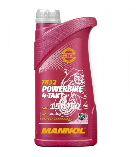 MANNOL OLEJ SILNIKOWY 4T MOTORBIKE 15W50 1L ESTER + MA2 SEMISYNTETYK (7832) (20)