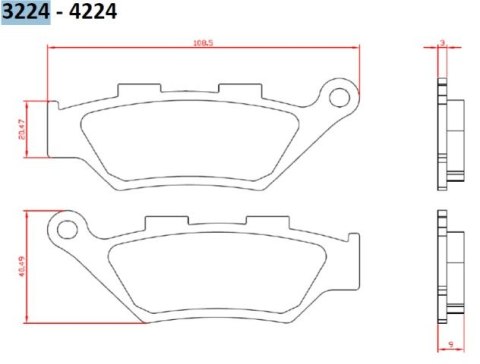 BRENTA KLOCKI HAMULCOWE KH322 BENELLI IMPERIALE 400 '19-, LEONCIO 500 '18-19, TRK500 '18-20, PRZÓD (FT 3224)