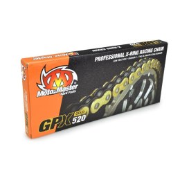 MOTO-MASTER ŁAŃCUCH NAPĘDOWY GPX-520G PROFESSIONAL MOTOCROSS / ENDURO RACING X-RING CHAIN KOLOR ZŁOTY (120 OGNIW, ZAPINKA W ZEST