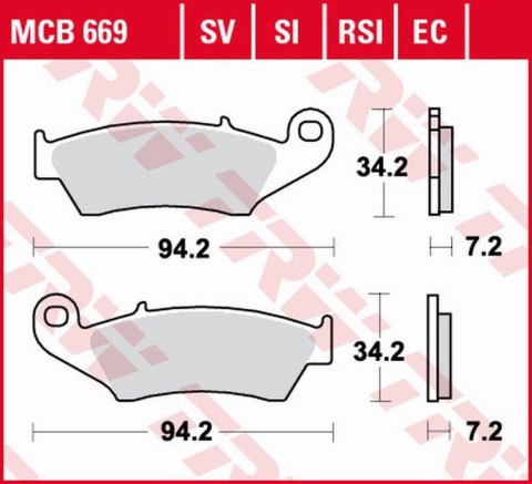 TRW LUCAS KLOCKI HAMULCOWE KH185 KH389 ORGANIC HONDA XL 125 03-08, XR 400 96-03, XLV TRANSALP 97-13, XRV AFRICA TWIN 750 93-03, 