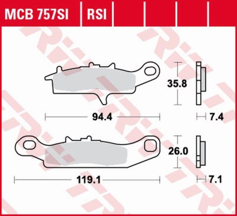 TRW LUCAS KLOCKI HAMULCOWE KH342 KH349 SINTER OFFROAD KAWASAKI KFX 450 / 700 04-14, KVF 700 04-06, PRZÓD