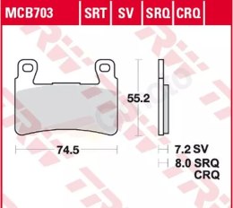 TRW LUCAS LUCAS KLOCKI HAMULCOWE KH265 KH296 SPIEK METALICZNY SINTER RACING (WYCZYNOWE NA TOR) (ZASTĘPUJE MCB703SRQ)