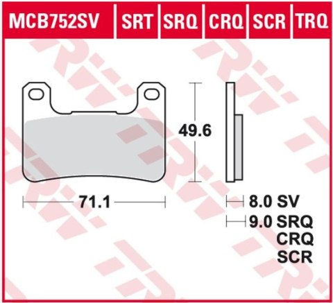 TRW LUCAS LUCAS KLOCKI HAMULCOWE KH379 SPIEK METALICZNY SINTER RACING (WYCZYNOWE NA TOR) (ZASTĘPUJE MCB752SRQ)