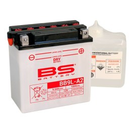 BS AKUMULATOR BB9L-A2 (YB9L-A2) 12V 9AH 135X75X139 OBSŁUGOWY - ELEKTROLIT OSOBNO (100A) (4) UE2019/1148