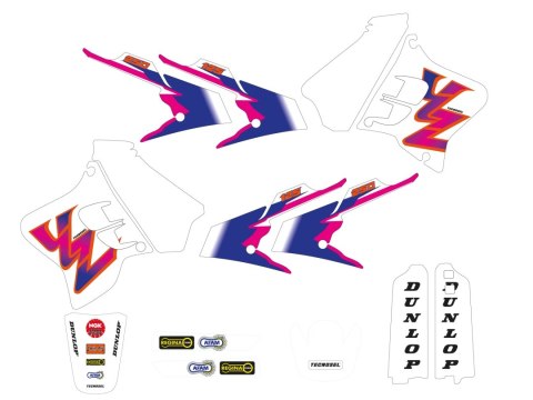 TECNOSEL (BLACKBIRD) KOMPLET NAKLEJEK (OKLEIN) + POKROWIEC/POSZYCIE NA SIEDZENIE YAMAHA YZ 125/250 '93-'95, REPLICA TEAM YAMAHA 