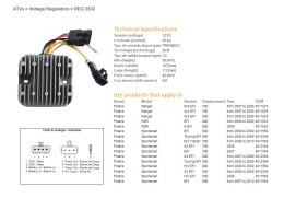 DZE REGULATOR NAPIĘCIA POLARIS SPORTSMAN EFI 500/700/800, RANGER EFI 500/700/800 (12V/35A) (4012384, 4011569, 4011925) (ESR826)