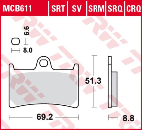 TRW LUCAS KLOCKI HAMULCOWE KH252 KH380 SINTER RACING YAMAHA FZ6 07-10, FZS 600 98-01, MT-07 14-17, TRACER 700 '16-, FZ8 10-16, M