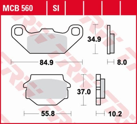 TRW LUCAS ZF KLOCKI HAMULCOWE KH SINTER OFFROAD KAWASAKI KFX 250 '87-'04, KEF 300 LAKOTA '95-'03, SUZUKI LT-R 250 '87-'90, LT-R 