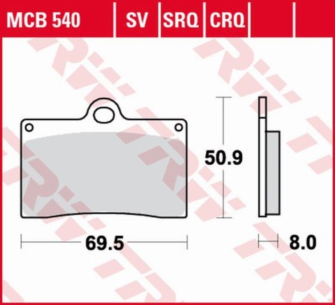 TRW LUCAS ZF KLOCKI HAMULCOWE KH095 ORGANIC APRILIA RS4 125 '11-'16, DUCATI MONSTER 600 '94-'98, KTM DUKE 620 '94-'98, MOTO GUZZ