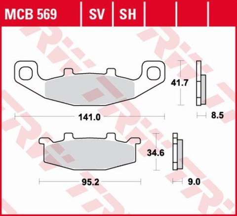 TRW LUCAS ZF KLOCKI HAMULCOWE KH129 SINTER STREET KAWASAKI GPZ 400R '89-, ZZR 500/600 '90-'92, GPX 600R '88-'99, ZR 750 '91-'99,