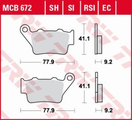 TRW LUCAS ZF KLOCKI HAMULCOWE KH213 ECO ORGANIC HONDA NX 500/650 DOMINATOR '95-'01, SLR 650 '97-'98, KTM SX/EXC/EGS/LC4/DUKE 125