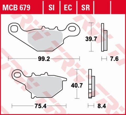 TRW LUCAS ZF KLOCKI HAMULCOWE KH230 ORGANIC KAWASAKI KLX 125 '03-'06, KMX 125 '99-'03, SUZUKI TR 50 '97-'00, UG 110 '98-'02, AN 