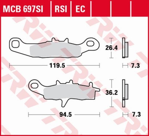 TRW LUCAS ZF KLOCKI HAMULCOWE KH258 SIMTER OFFROAD KAWASAKI KX 80/85 '97-, KX 100 '97-'09, KLR 250 '99-'12, SUZUKI RM 85 '05-, P