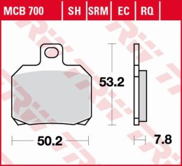 TRW LUCAS ZF KLOCKI HAMULCOWE KH266 ORGANIC SPORT DUCATI HYPERMOTARD 950 '19-, 1000/1200 MULTISTRADA, V4 PANIGALE '18-, KTM RC8 