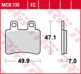 TRW LUCAS ZF KLOCKI HAMULCOWE KH350 ECO ORGANIC DERBI SENDA '07-'16, CROSS CITY 125 '07-'16, SENDA 125 '04-'14, PEUGEOT ELYSTAR 