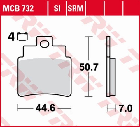 TRW LUCAS ZF KLOCKI HAMULCOWE KH355/4 ORGANIC SYM GTS JOYMAX/VOYAGER 125 '05-, FIRENZE 250 '06-'07, VOYAGER 250 '05-, PRZÓD