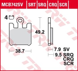 TRW LUCAS ZF KLOCKI HAMULCOWE KH369/4 SINTER ROAD/TRACK KAWASAKI ZX-6RR 600, ZX-6R 636 '03-'06, ZX-10R '04-'07, ZX-12R '04-'06, 