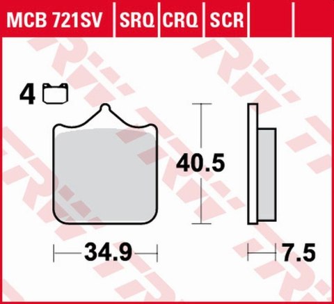 TRW LUCAS ZF KLOCKI HAMULCOWE KH604/4 SINTER TRACK APRILIA RSV 1000 MILE/R '01-'03, RSV 1000R '04-'10, DUCATI 748/749/996/998/99