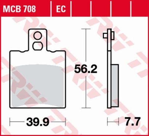 TRW LUCAS ZF KLOCKI HAMULCOWE ORGANIC APRILIA LEONARDO 125/150 '96-'99, SYM JET 50 '07-'15, CAGIVA CUCCIOLO 50 '97-, PRZÓD