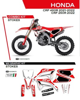 UFO KOMPLET NAKLEJEK (OKLEIN) HONDA CRF 250R '22; CRF 450R '21-'22 STOKES KOLOR CZERWONY - WYPRZEDAŻ