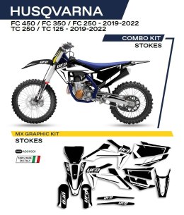 UFO KOMPLET NAKLEJEK (OKLEIN) HUSQVARNA TC 125/250 '19-'22; FC 250/350/450 '19-'22 STOKES KOLOR CZARNY - WYPRZEDAŻ