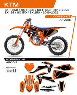 UFO KOMPLET NAKLEJEK (OKLEIN) KTM SX/SXF 125/150/250/350/450 '19-'22 APODIS KOLOR POMARAŃCZOWY - WYPRZEDAŻ