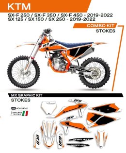 UFO KOMPLET NAKLEJEK (OKLEIN) KTM SX/SXF 125/150/250/350/450 '19-'22 STOKES KOLOR BIAŁY - WYPRZEDAŻ