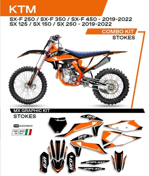 UFO KOMPLET NAKLEJEK (OKLEIN) KTM SX/SXF 125/150/250/350/450 '19-'22 STOKES KOLOR CZARNY - WYPRZEDAŻ