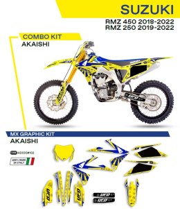 UFO KOMPLET NAKLEJEK (OKLEIN) SUZUKI RMZ 250 '19-'22; RMZ 450 '18-'22 AKAISHI KOLOR ŻÓŁTY - WYPRZEDAŻ