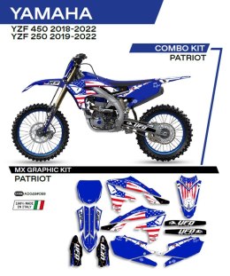 UFO KOMPLET NAKLEJEK (OKLEIN) YAMAHA YZF 250 '19-'22; YZF 450 '18-'22 PATRIOT KOLOR NIEBIESKI - WYPRZEDAŻ