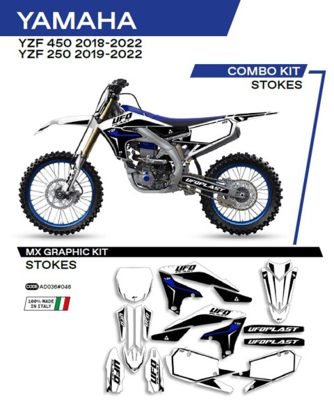 UFO KOMPLET NAKLEJEK (OKLEIN) YAMAHA YZF 250 '19-'22; YZF 450 '18-'22 STOKES KOLOR BIAŁY - WYPRZEDAŻ