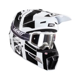 LEATT NOWOŚĆ KASK MOTO 3.5 V24 (+GOGLE VELOCITY 4.5 GRATIS) HELMET KIT BLACK/WHITE KOLOR CZARNY/BIAŁY ROZMIAR L (59-60 cm)