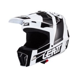 LEATT NOWOŚĆ KASK MOTO 3.5 V24 (+GOGLE VELOCITY 4.5 GRATIS) HELMET KIT BLACK/WHITE KOLOR CZARNY/BIAŁY ROZMIAR L (59-60 cm)