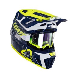 LEATT NOWOŚĆ KASK MOTO 7.5 V24 (+GOGLE VELOCITY 4.5 GRATIS) HELMET KIT BLUE KOLOR GRANATOWY/ŻÓŁTY FLUO/BIAŁY ROZMIAR L (59-60 cm