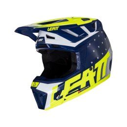 LEATT NOWOŚĆ KASK MOTO 7.5 V24 (+GOGLE VELOCITY 4.5 GRATIS) HELMET KIT BLUE KOLOR GRANATOWY/ŻÓŁTY FLUO/BIAŁY ROZMIAR L (59-60 cm