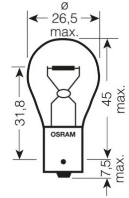 OSRAM ŻARÓWKA 12V 21W BA15S P21W 1 SZTUKA