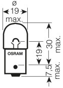 OSRAM ŻARÓWKA 12V 5W BA15S R5W 1 SZTUKA (BIAŁE SZKŁO)